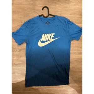 Nike Mens Ombre Graphic Tee Blue Gradient Futura Swoosh Logo Small S